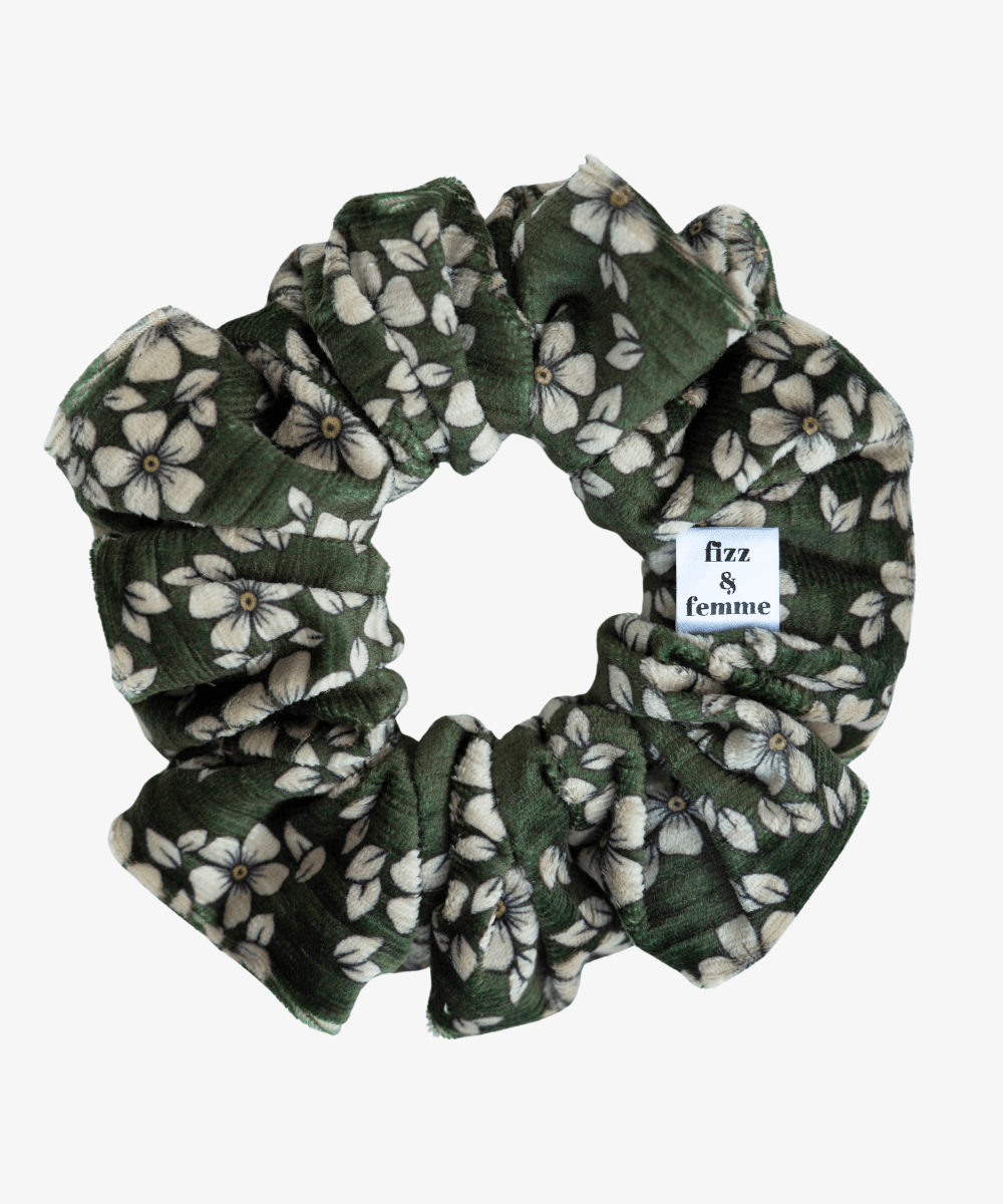 OLIVIA - Printed Scrunchie - Grün/Weiß/Gelb - Fizz & Femme